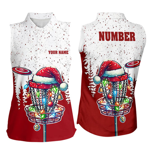 Grunge forest Christmas Women disc golf sleeveless polo shirts custom team disc golf apparel NQS8950