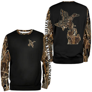 Duck hunting Michigan Waterfowl Camo Customize 3D All Over Printed Shirts Personalized Hunting gift NQS2641