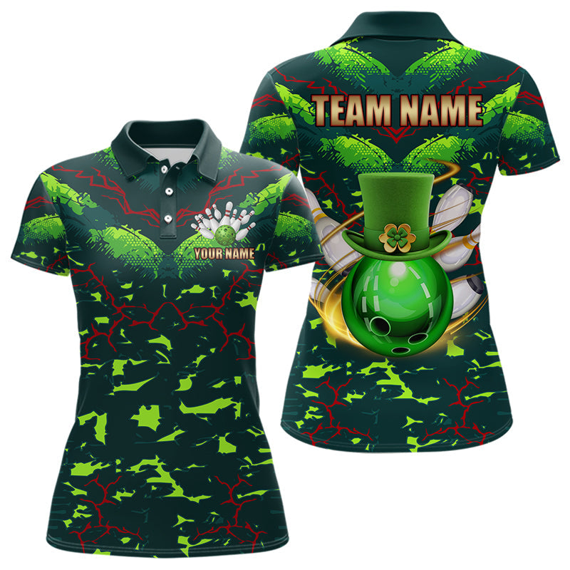 Personalized Green Camo Bowling shirts for Women custom St Patrick Day Bowling Team Jersey NQS9547