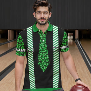 Personalized Green Shamrock pattern Bowling shirts for Men custom St Patrick Day Bowling Team Jersey NQS9548