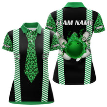 Load image into Gallery viewer, Personalized Green Shamrock pattern Bowling shirts for Women custom St Patrick Day Bowling Team Jersey NQS9548
