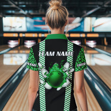 Load image into Gallery viewer, Personalized Green Shamrock pattern Bowling shirts for Women custom St Patrick Day Bowling Team Jersey NQS9548
