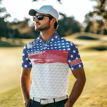 Load image into Gallery viewer, Personalized Red, White and Blue American Flag Men golf polo shirts Custom patriotic mens golf wear NQS9550