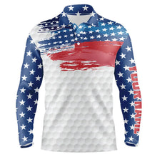 Load image into Gallery viewer, Personalized Red, White and Blue American Flag Men golf polo shirts Custom patriotic mens golf wear NQS9550