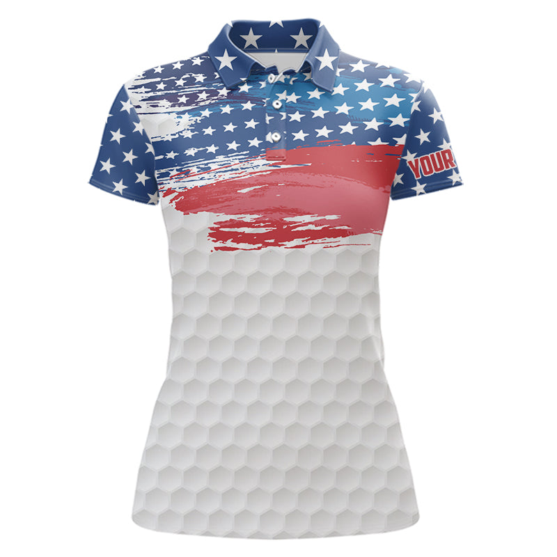 Personalized Red, White and Blue American Flag Women golf polo shirt Custom patriotic ladies golf tops NQS9550