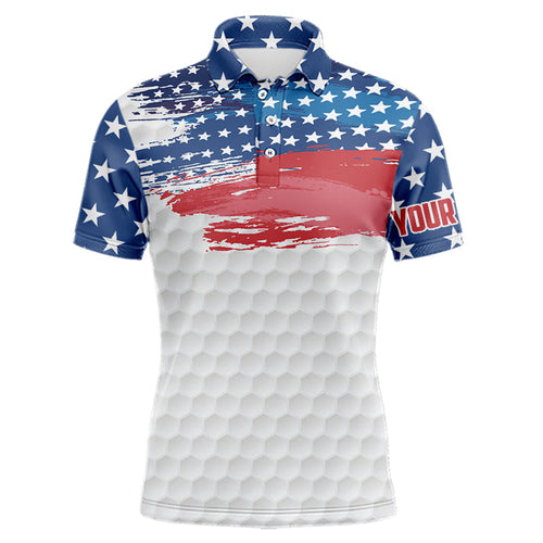Personalized Red, White and Blue American Flag Men golf polo shirts Custom patriotic mens golf wear NQS9550
