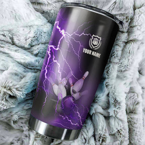 Multicolor Lightning thunder storm Bowling ball pins Custom name and team name bowling tumblers Cup NQS9711