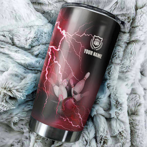 Multicolor Lightning thunder storm Bowling ball pins Custom name and team name bowling tumblers Cup NQS9711