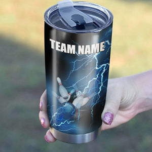 Multicolor Lightning thunder storm Bowling ball pins Custom name and team name bowling tumblers Cup NQS9711
