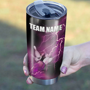 Multicolor Lightning thunder storm Bowling ball pins Custom name and team name bowling tumblers Cup NQS9711