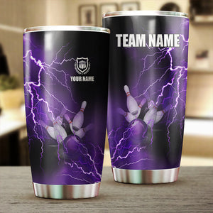 Multicolor Lightning thunder storm Bowling ball pins Custom name and team name bowling tumblers Cup NQS9711