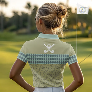 Olive Green Golf Camo argyle pattern Women golf polo shirts custom name best ladies golf wear NQS9973