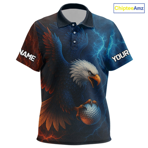 Red amd Blue Lightning Thunder Eagle Kid golf golf polo shirt custom Eagle Kid golf attire NQS9977