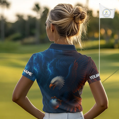 Red amd Blue Lightning Thunder Eagle Women golf golf polo shirt custom Eagle ladies golf attire NQS9977
