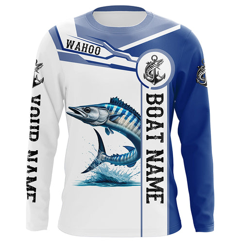 Wahoo fishing UV protection Customize name and boat name tournament long sleeves fishing shirts NQS1973