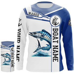 Wahoo fishing UV protection Customize name and boat name tournament long sleeves fishing shirts NQS1973