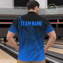 Load image into Gallery viewer, Black and Blue gradient Lightning thunder storm Bowling shirts for Men Custom Bowling Team Jerseys NQS10135