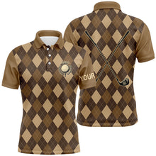 Load image into Gallery viewer, Brown argyle Mens golf polo shirts custom name golf outfit men, personalized golf gifts NQS5953