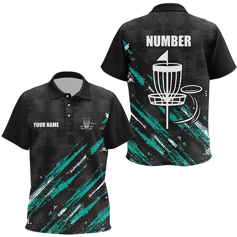 Black and Green camo Disc golf basket custom team disc golf polo shirt for Kid, frisbee golf attire NQS8068