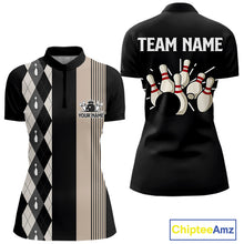 Load image into Gallery viewer, Retro Black argyle pattern Bowling shirts For Women custom bowling team jerseys Bowler Outfits NQS10276