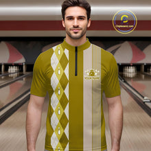 Load image into Gallery viewer, Retro Yellow argyle pattern Bowling shirts For Men custom bowling team jerseys Bowler Outfits NQS10277
