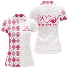 Load image into Gallery viewer, Pink argyle pattern Women Golf Polo Shirt custom peace love golf team jerseys, golf attire for women NQS8490