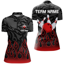 Load image into Gallery viewer, Red Flame Fire Womens bowling shirts black camo Bowling Jerseys Personalized Bowling Team Shirts NQS8493