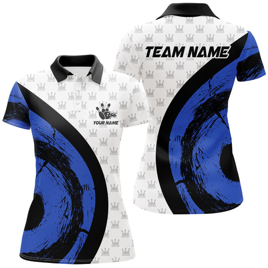 White Bowling Camo Womens bowling shirts Personalized Bowling Team Jerseys, Bowling Uniform | Blue NQS8494