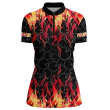 Load image into Gallery viewer, Black and Red Flame camo Womens bowling shirts Custom Flame Bowling Shirt Team Bowling Jersey NQS8961