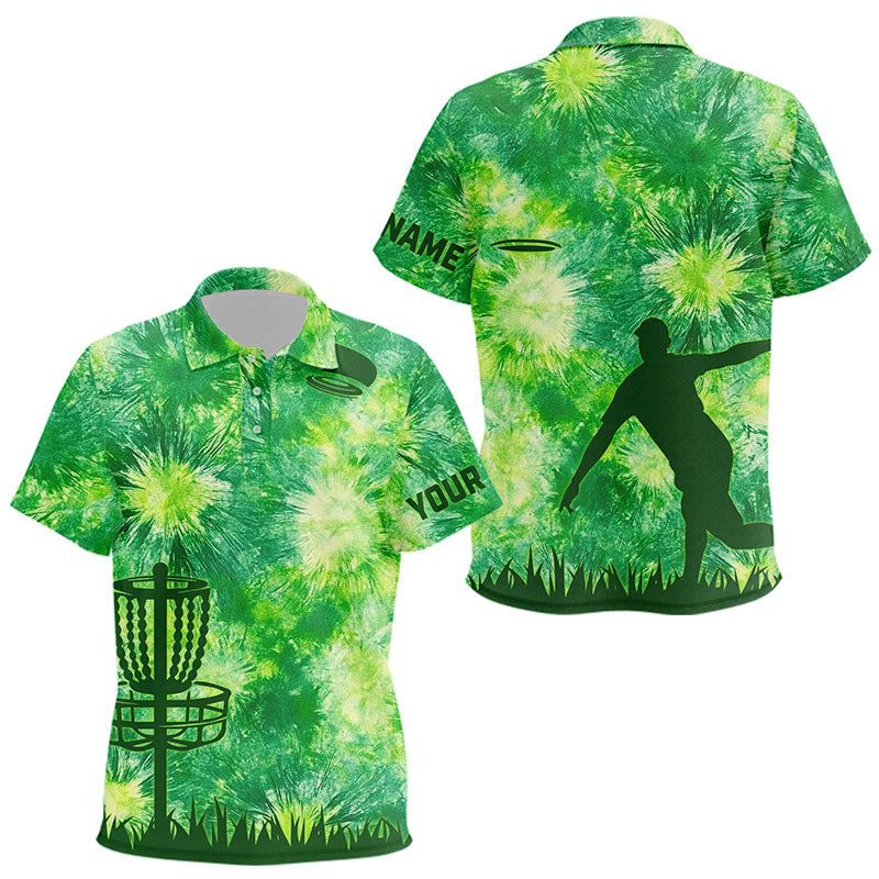 Kid Disc golf polo shirts green tie dye disc golf basket custom disc golf jerseys NQS9196