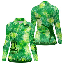 Load image into Gallery viewer, Womens Disc golf polo shirts green tie dye disc golf basket custom disc golf jerseys NQS9196