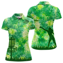 Load image into Gallery viewer, Womens Disc golf polo shirts green tie dye disc golf basket custom disc golf jerseys NQS9196