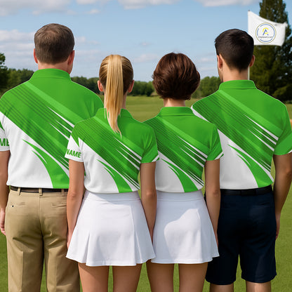 Green and white Womens golf polo shirts custom golf tops for ladies, personalized golf gifts NQS11272