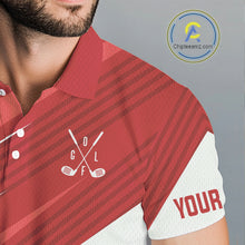 Load image into Gallery viewer, Red and white Mens golf polo shirts custom golf tops for mens, personalized golf gifts NQS11274