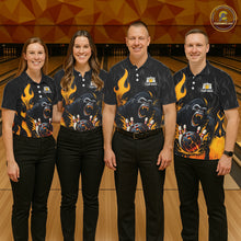 Load image into Gallery viewer, Black and Orange Flame Gorilla Bowling shirts For Women Custom Gorilla Team Bowling Jerseys NQS11279