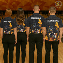 Load image into Gallery viewer, Black and Orange Flame Gorilla Bowling shirts For Women Custom Gorilla Team Bowling Jerseys NQS11279