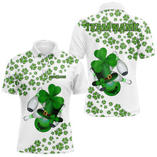Load image into Gallery viewer, Green shamrock bowling shirts for men Custom St Patrick Day white team league bowling jerseys NQS9400