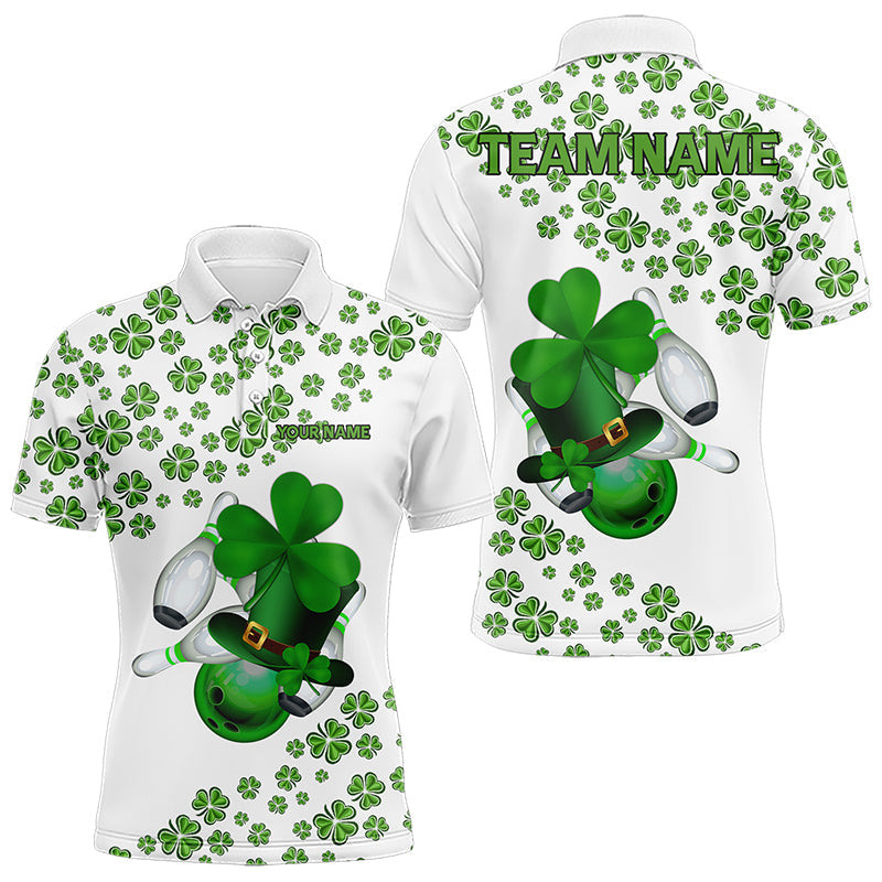 Green shamrock bowling shirts for men Custom St Patrick Day white team league bowling jerseys NQS9400