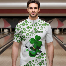 Load image into Gallery viewer, Green shamrock bowling shirts for men Custom St Patrick Day white team league bowling jerseys NQS9400