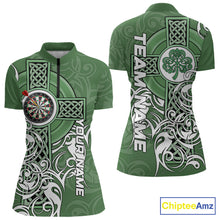 Load image into Gallery viewer, Green Irish Tribal Cross St Patrick's Day Women Darts shirts Custom Lucky Darts Team Jerseys NQS9553