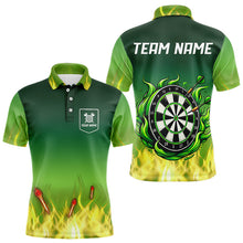 Load image into Gallery viewer, Yellow Green Flame Darts Shirts For Men Custom Fire Team Darts Jerseys NQS9558