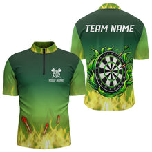 Load image into Gallery viewer, Yellow Green Flame Darts Shirts For Men Custom Fire Team Darts Jerseys NQS9558