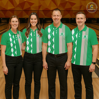 Retro Green argyle pattern shamrock Bowling shirts For Men custom St Patrick Day bowling team jersey NQS11667