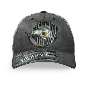 Striped Bass fishing scales Custom fishing hat Unisex Fishing Baseball Angler striper hat cap NQS4932