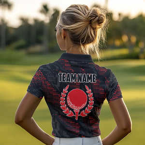 Black and Red Camo Golf Polo Shirts For Women Custom ladies golf outfit team golf shirts NQS9715