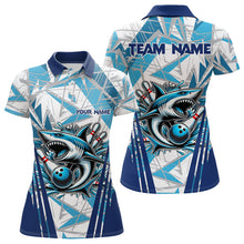 Load image into Gallery viewer, Personalized Blue Camo Shark Bowling Team Shirt For Women Custom Shark Bowling Polo, Quarter Zip Shirt NQS9719