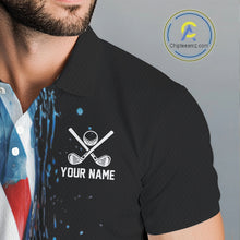 Load image into Gallery viewer, American flag Black Men golf polo shirts Custom team patriotic golf top for mens NQS9978