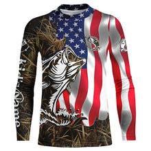 Load image into Gallery viewer, American Bass fishing flag camo Custom sun protection performance fishing shirts for men, women, kid NQS5758