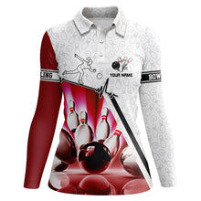Load image into Gallery viewer, Personalized camo Bowling polo Shirts For Women, Bowling Ball pins Custom bowling Team Shirt | Pink NQS5970