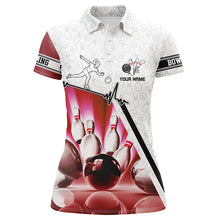 Load image into Gallery viewer, Personalized camo Bowling polo Shirts For Women, Bowling Ball pins Custom bowling Team Shirt | Pink NQS5970